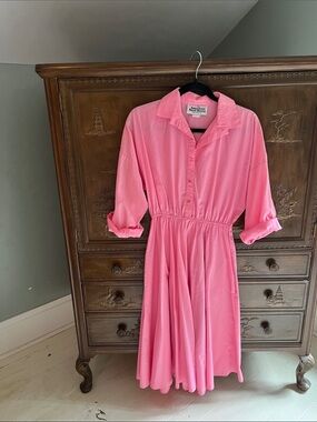 VINTAGE - The American Shirt Dress Bright Pink Midi Shirtdress